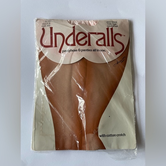 Underalls Coloralls Pantyhose Size AB Pink Panty Nude Legs Sandalfoot Vtg 1985 - Picture 1 of 8